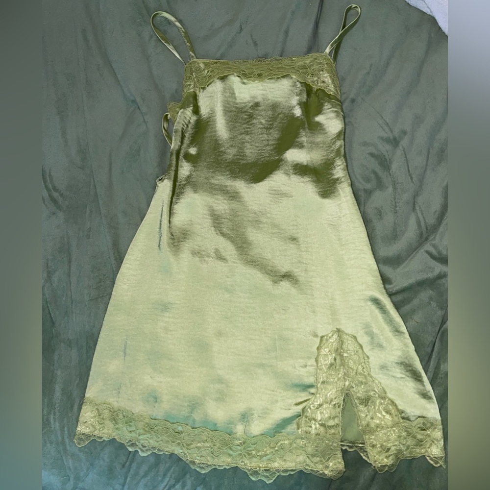 Satin Sage Green Slip Dress
